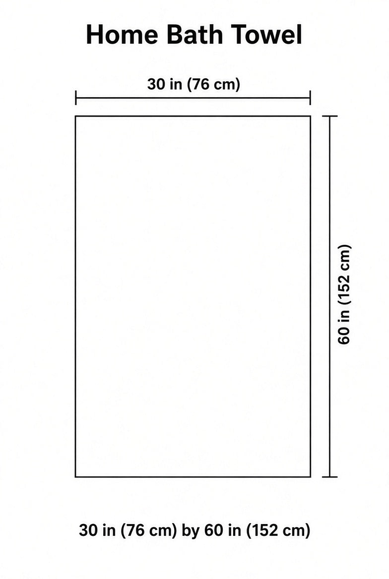 Size diagram: 30 by 60 inch bath towel (76 by 152 cm)