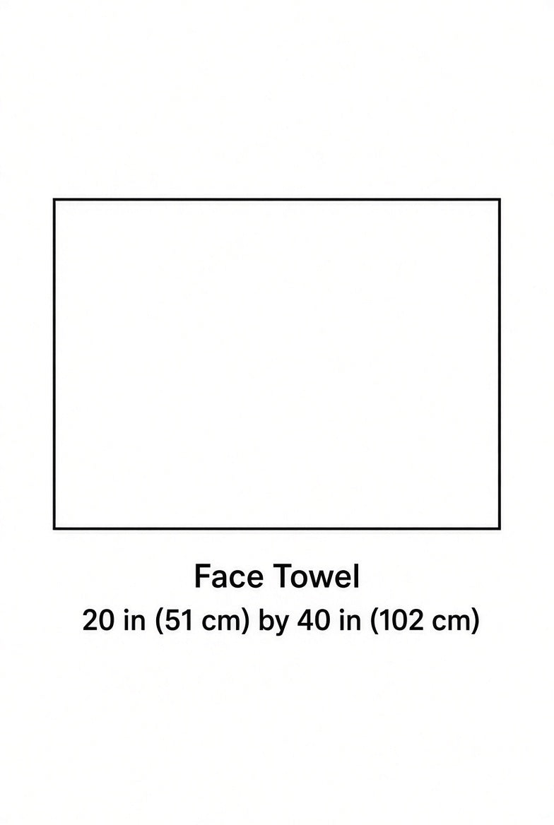 Size diagram: Everyday Gym and Face Towel measures 20 by 40 inches (51 by 102 cm)